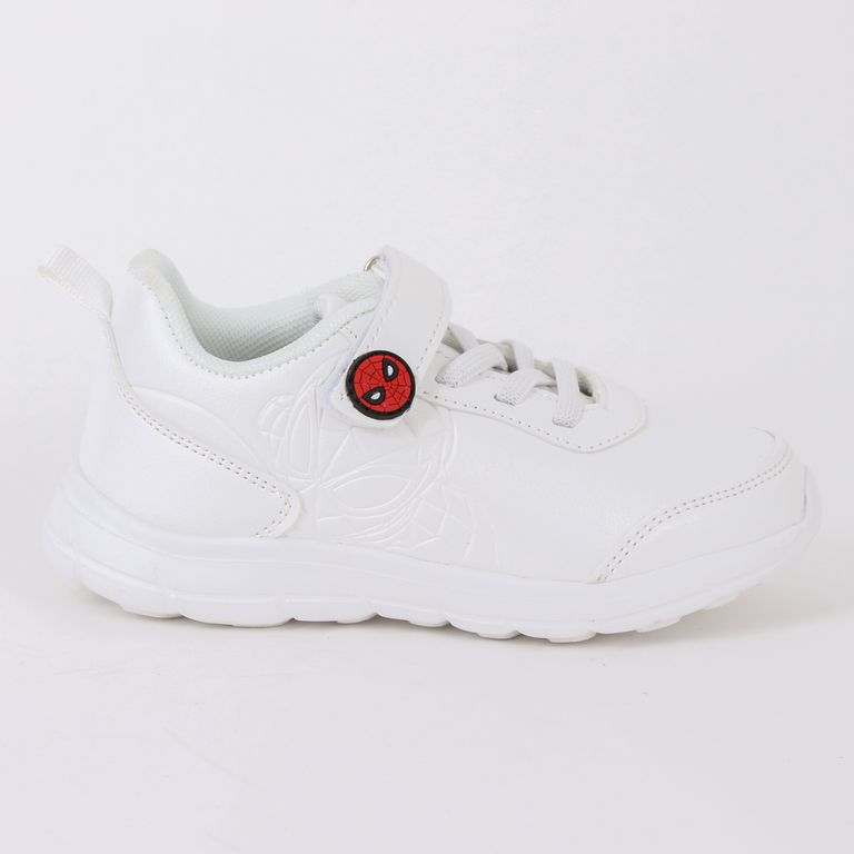 Zapatilla Escolar Niño Velcro Spiderman Blanco
