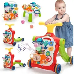 GENERICO - Caminador Andador Scooter Bebé Musical Multifuncional 5 En 1 Rojo