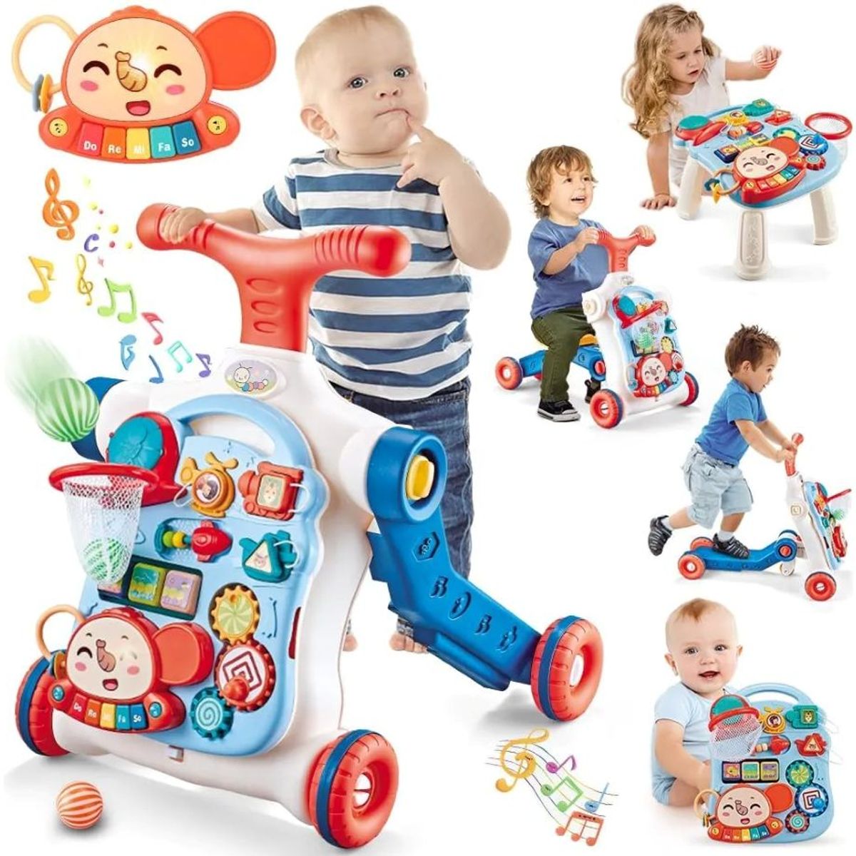 GENERICO - Caminador Andador Scooter Bebé Musical Multifuncional 5 En 1 Azul