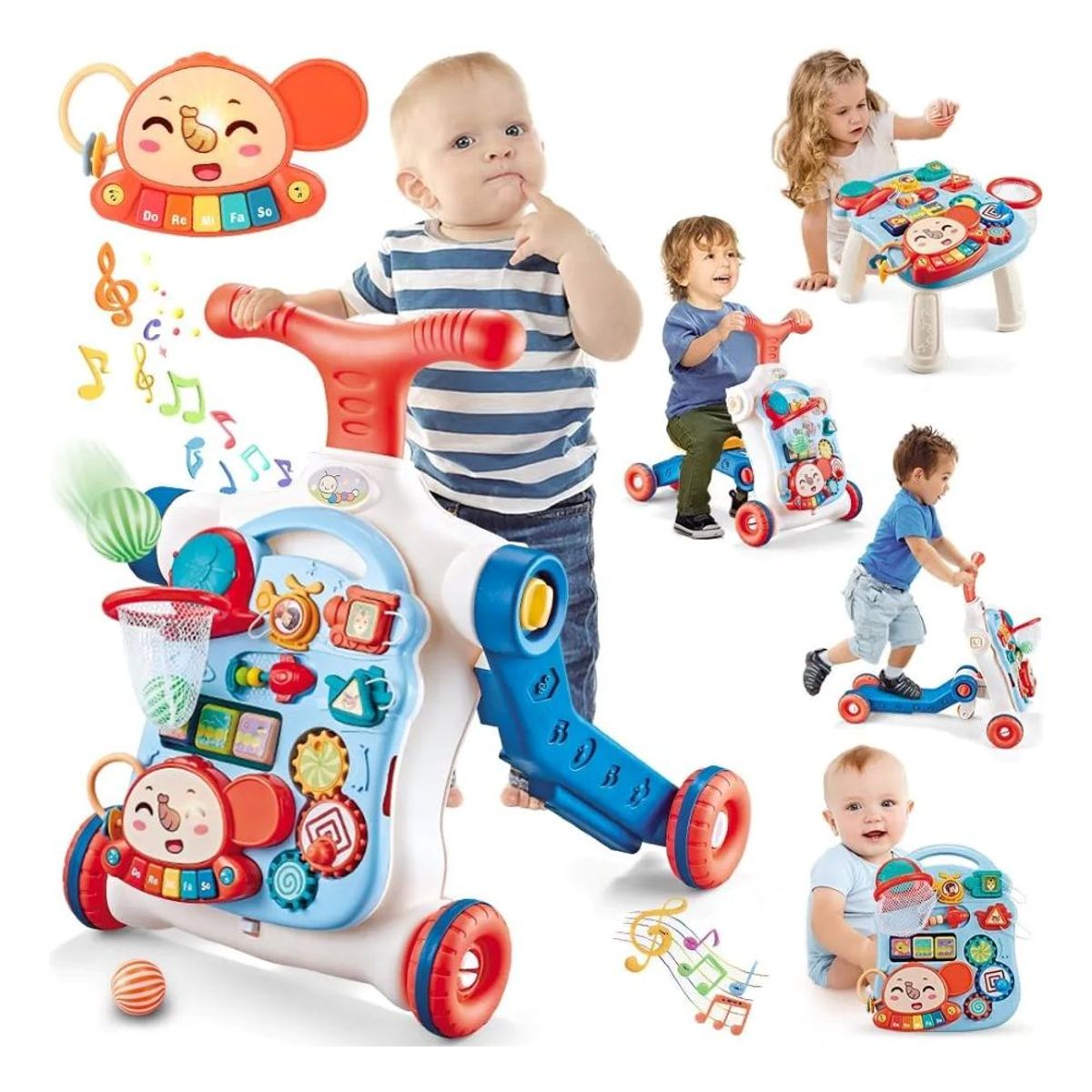 GENERICO - Caminador Andador Scooter Bebé Musical Multifuncional 5 En 1 Azul