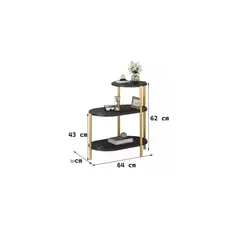 GENERICO - Mesa Auxiliar De Centro Decorativa De 3 Niveles Mesa NEGRA