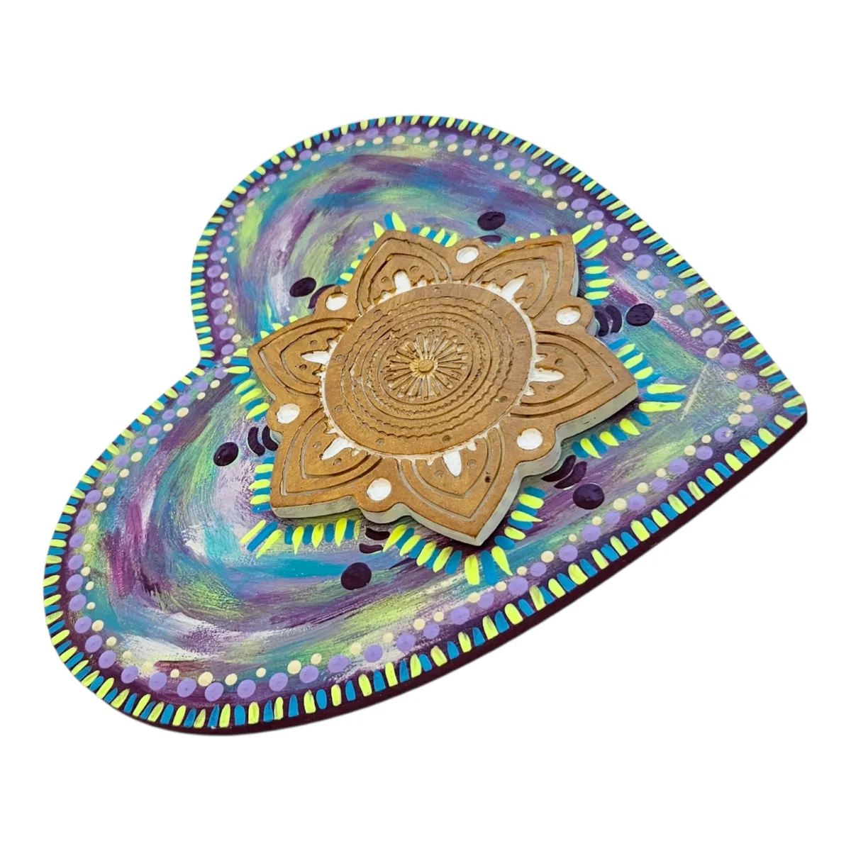 CREA TALLER - Cuadro corazón mandala de madera 20cm