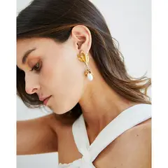 MI PLACARD - Aros Flor y Perla Dorado