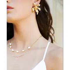 MI PLACARD - Aros Safira Perlas Pequeñas Dorado