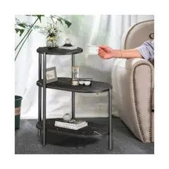 GENERICO - Mesa Auxiliar De Lujo De 3 Niveles Mesa De Centro Decorativa Negro