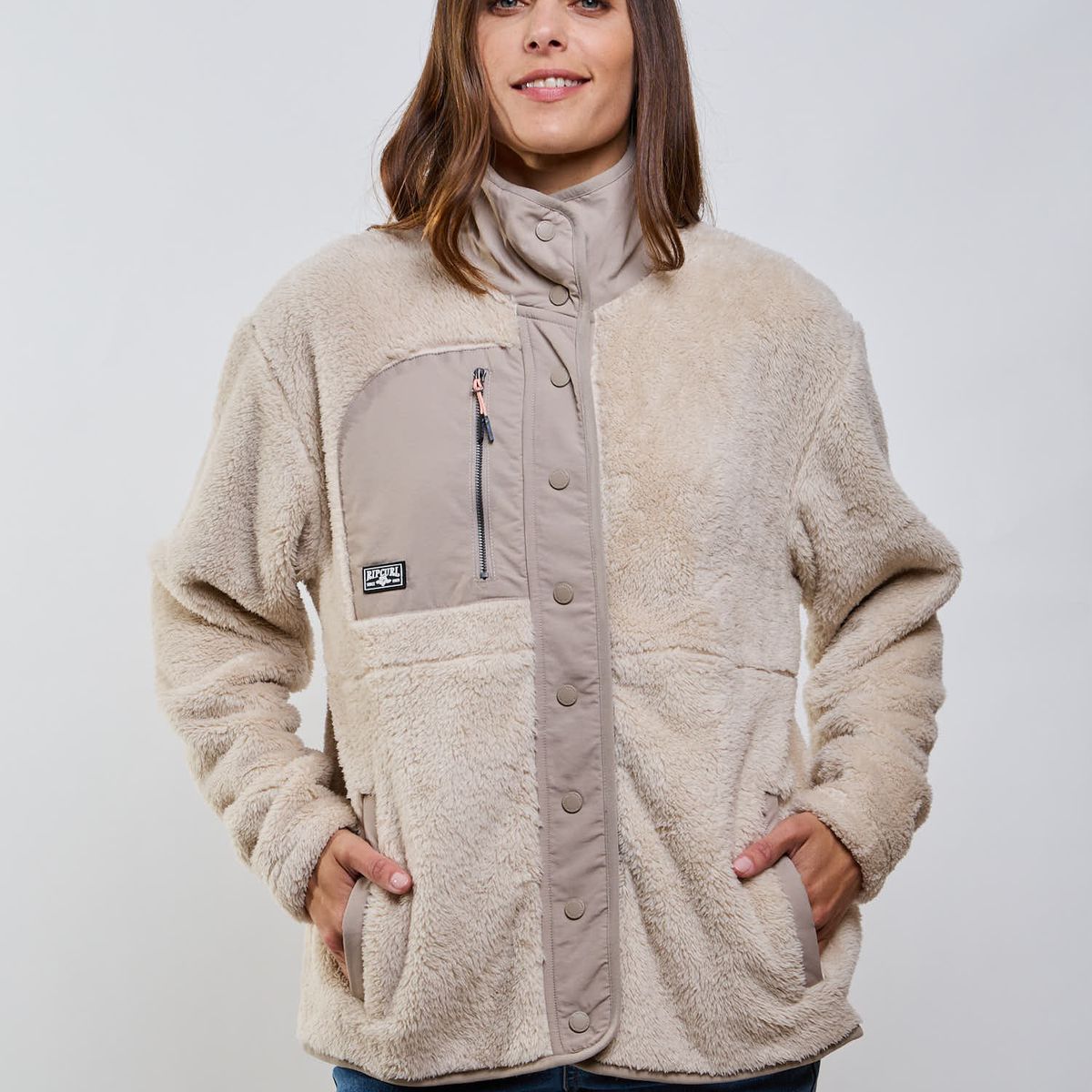 RIP CURL - Poleron Chiporro Bold Beige Mujer Rip Curl