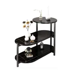 GENERICO - Mesa Auxiliar De Lujo De 3 Niveles Mesa De Centro Decorativa Negro