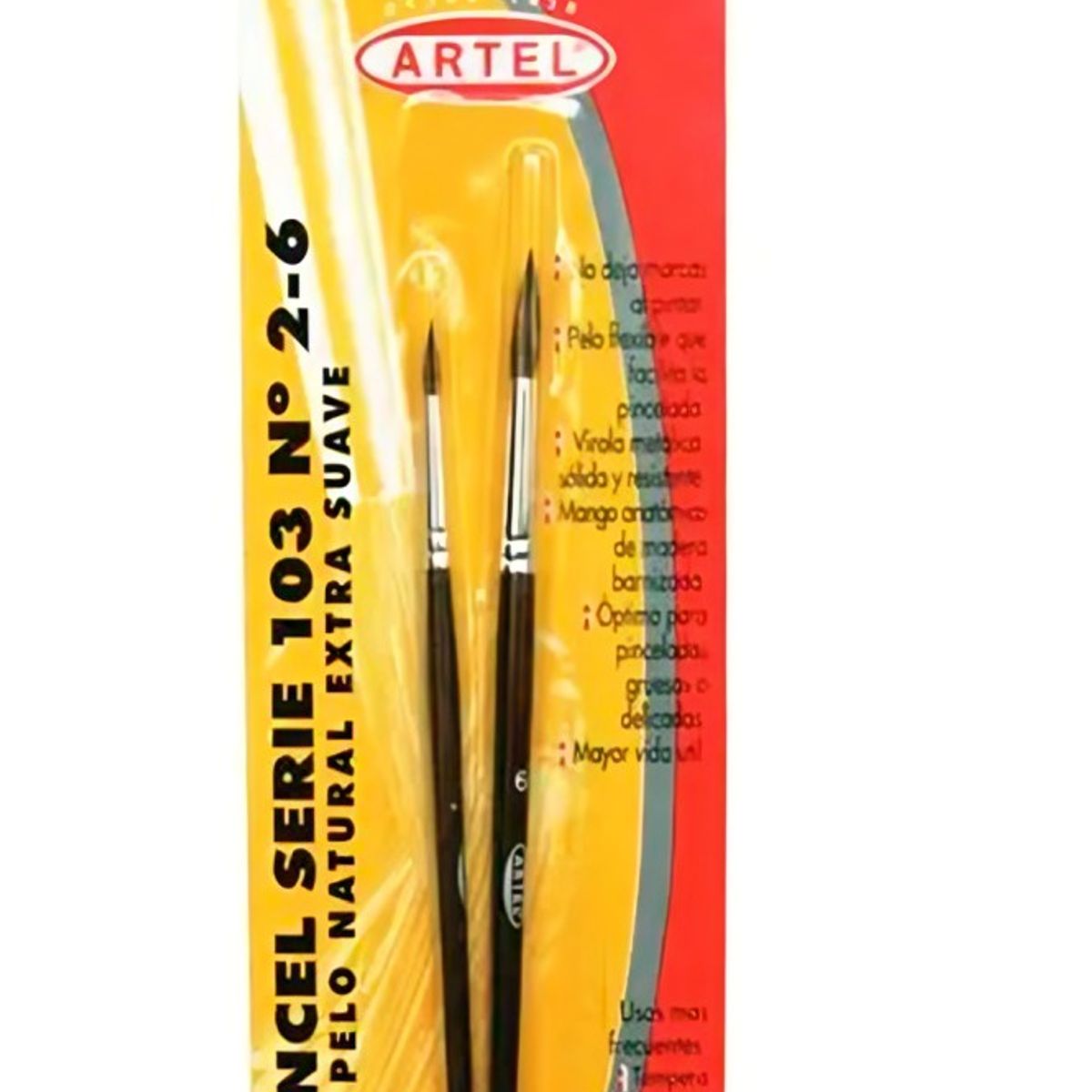 ARTEL - Pack 4 de Set Pinceles Pelo Natural N° 2 y 6  Artel