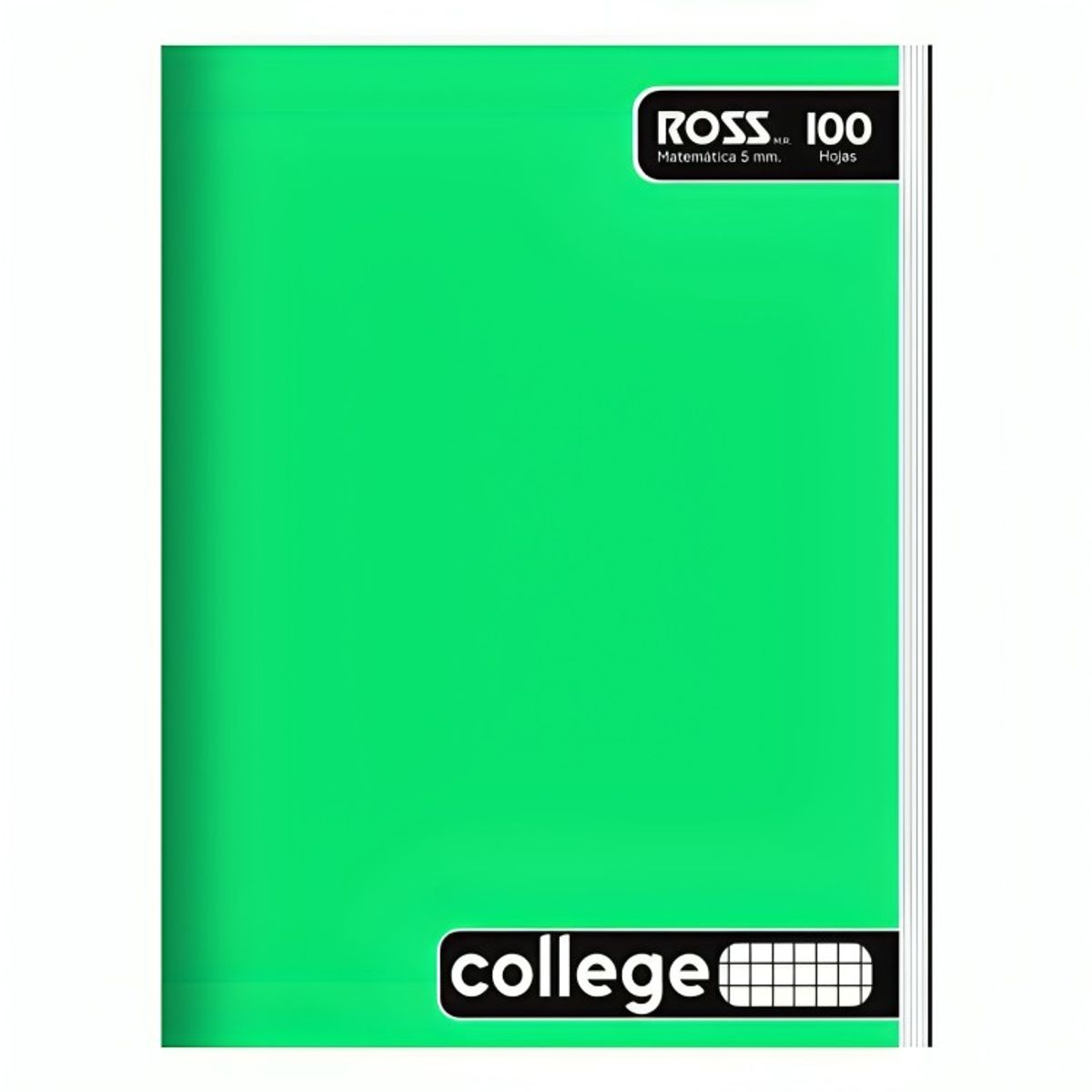 GENERICO - Pack 4 Cuaderno Ross College Liso 100HJ 5mm  Verde  Ross