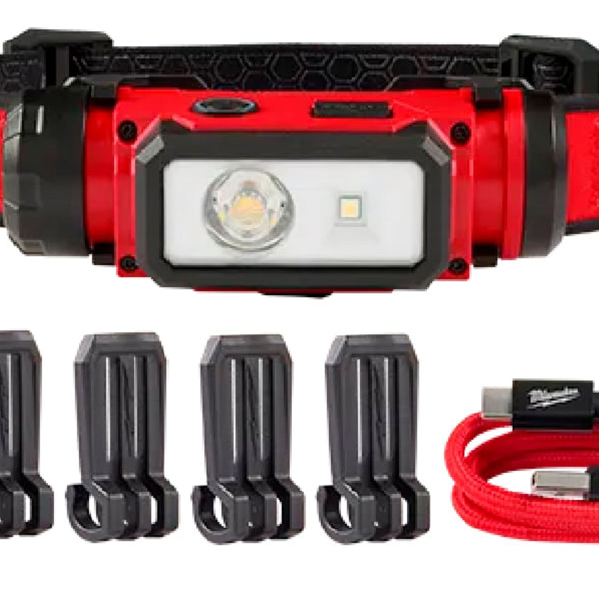MILWAUKEE - Linterna De Casco Milwaukee 600 Lum Con Carga Usb 2163-21 Rojo
