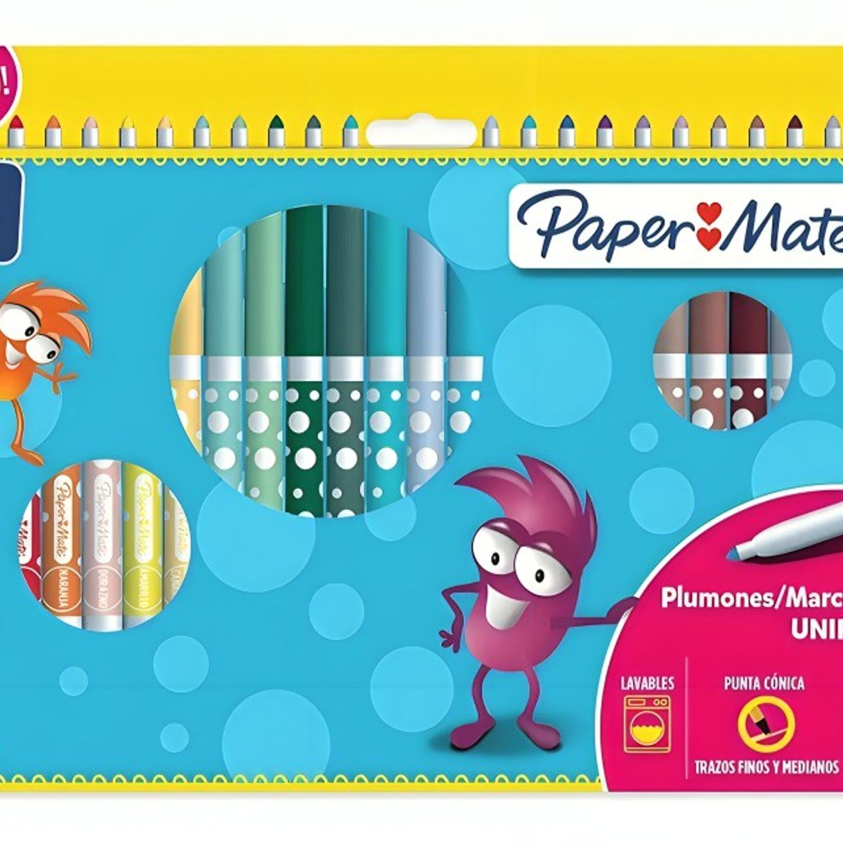 PAPER MATE - Set de PlumonesMarcadores Unipunta Cónica 24 Colores