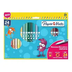 PAPER MATE - Set de PlumonesMarcadores Unipunta Cónica 24 Colores