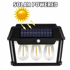 GENERICO - Lampara De Pared Solar 3 Focos Luz Led Impermeable 3w