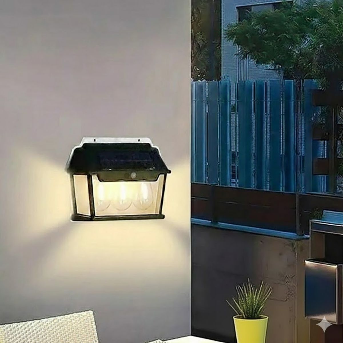 GENERICO - Lampara De Pared Solar 3 Focos Luz Led Impermeable 3w