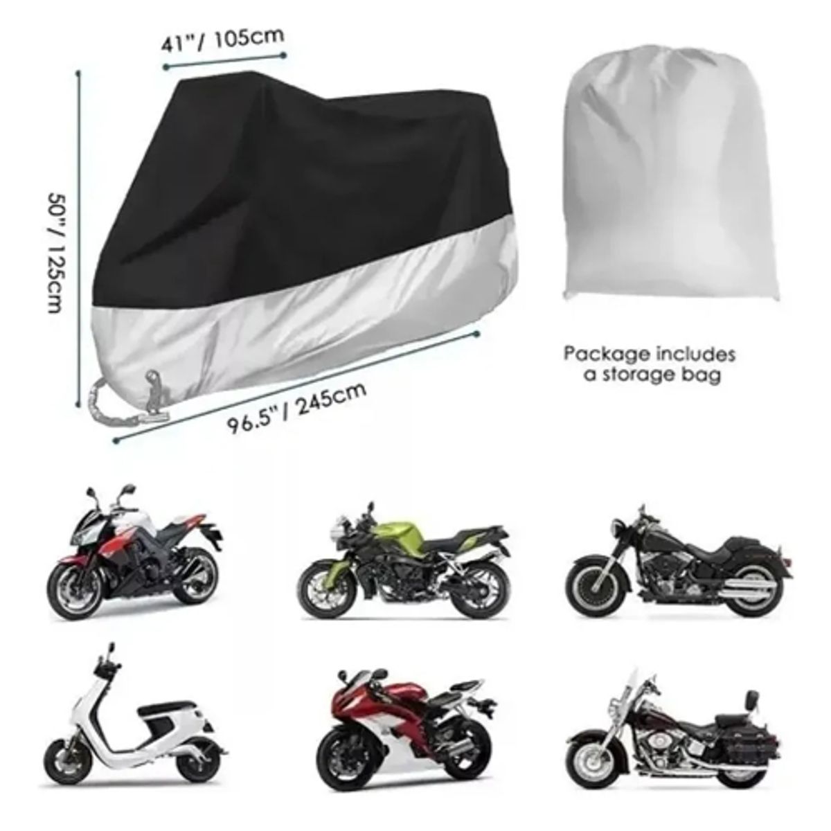 GENERICO - Funda Lona Cubre Moto Impermeable Anti-Lluvia Polvo