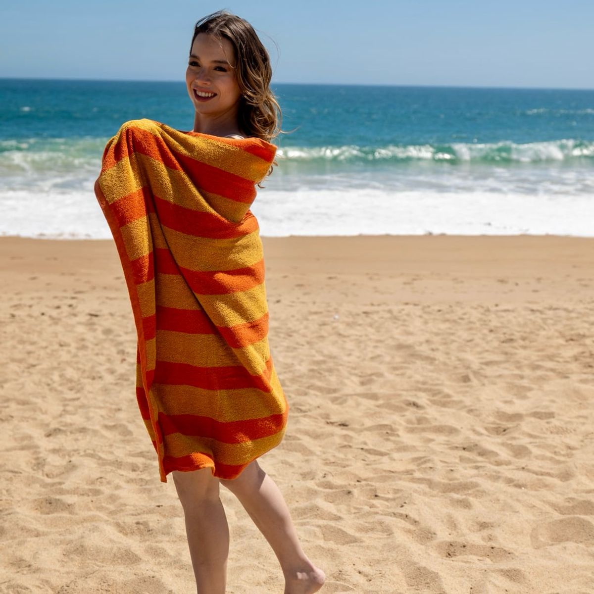 SUMMER FUN - Toalla de Playa Stripes SUMMER FUN 90x180 cm Naranja