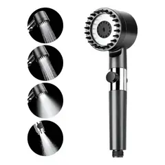 BELIDASHOP - Cabezal Redondo Masajeador De Ducha Alta Presión Ajustable Gris Liso
