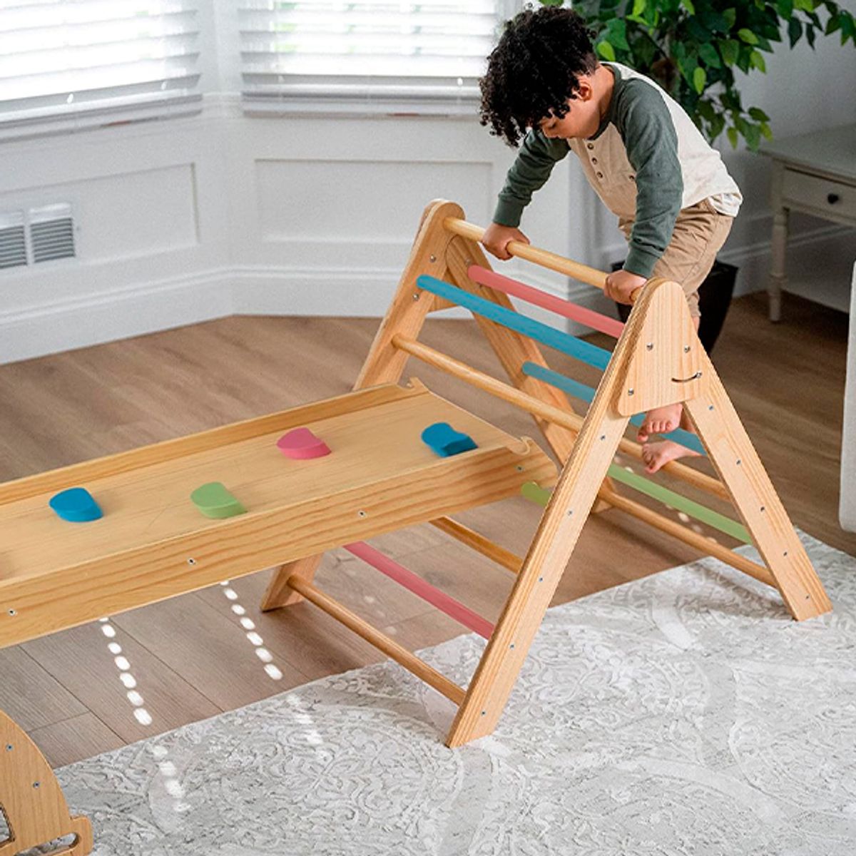 SDFIT - Juego de madera 3 Estaciones pasarela Pikler Montessori – Large – WCFS-7 – M3O