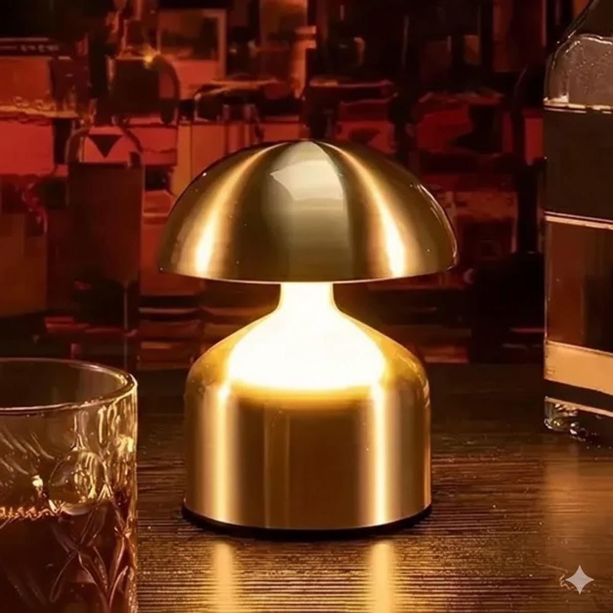 GENERICO - Lampara De Mesa Champiñón Recargable Elegante Decorativa Dorado Oscuro