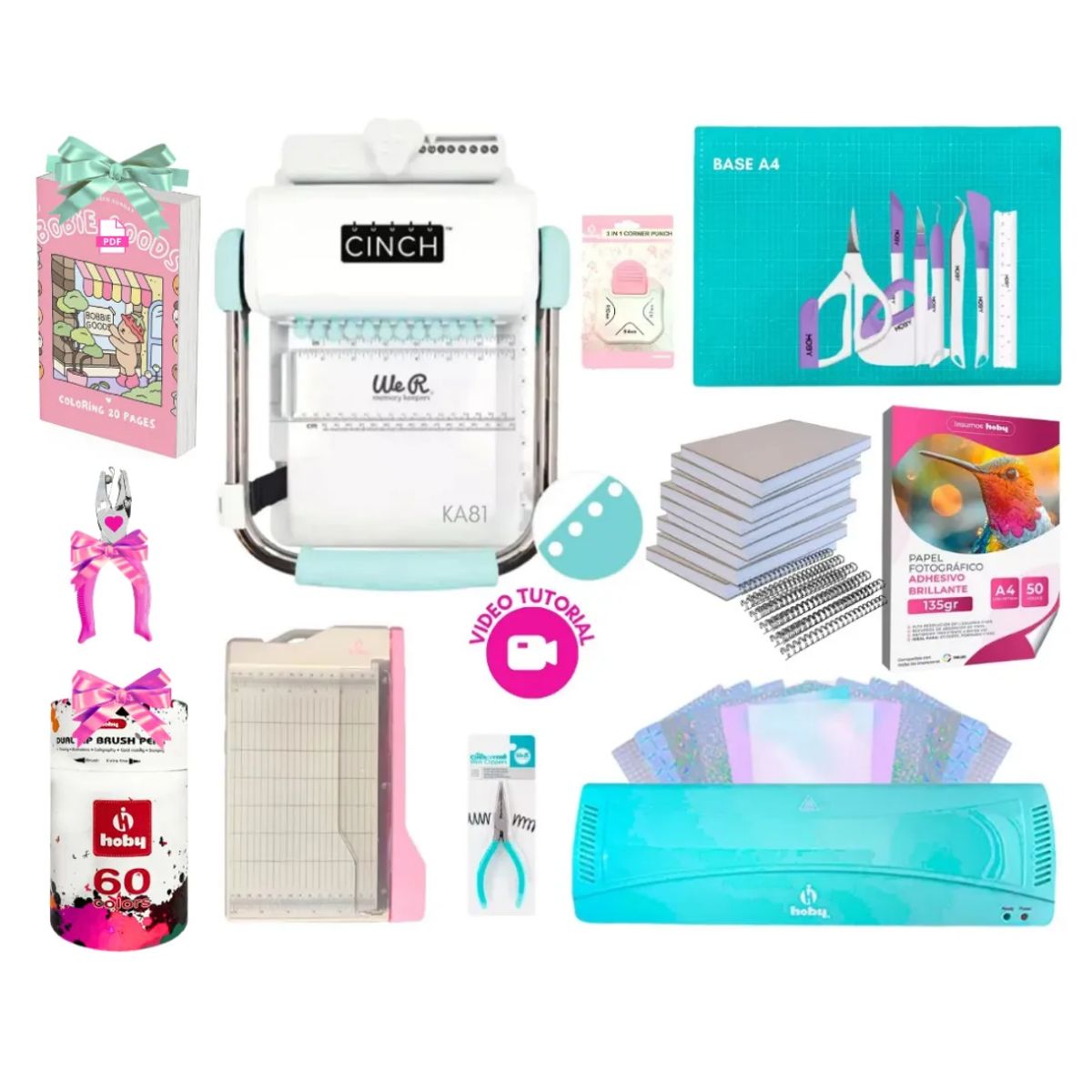 AMERICAN CRAFTS - Kit Encuadernadora Cinch Redonda + Herramientas Ka81