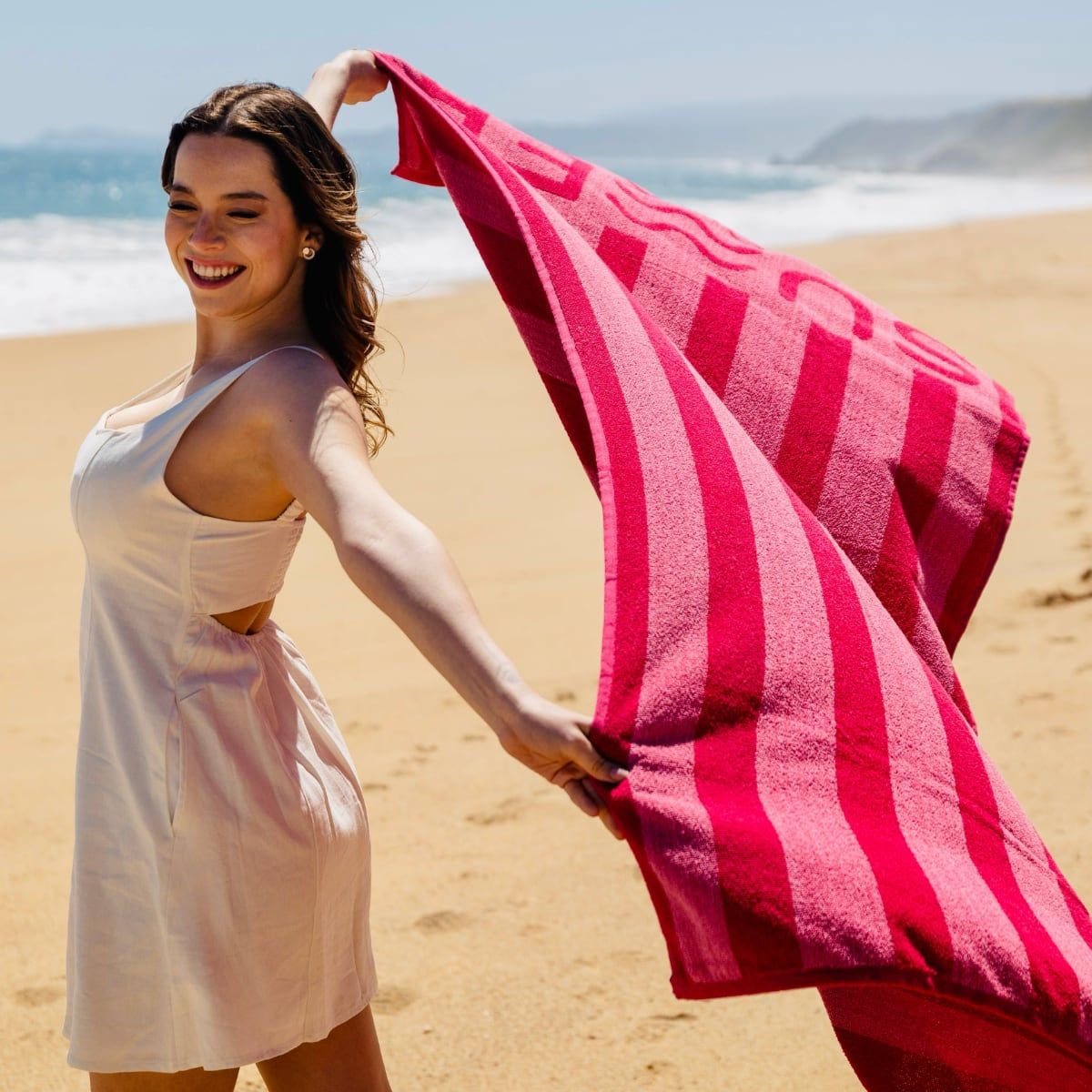 SUMMER FUN - Toalla de Playa Stripes SUMMER FUN 90x180 cm Fucsia