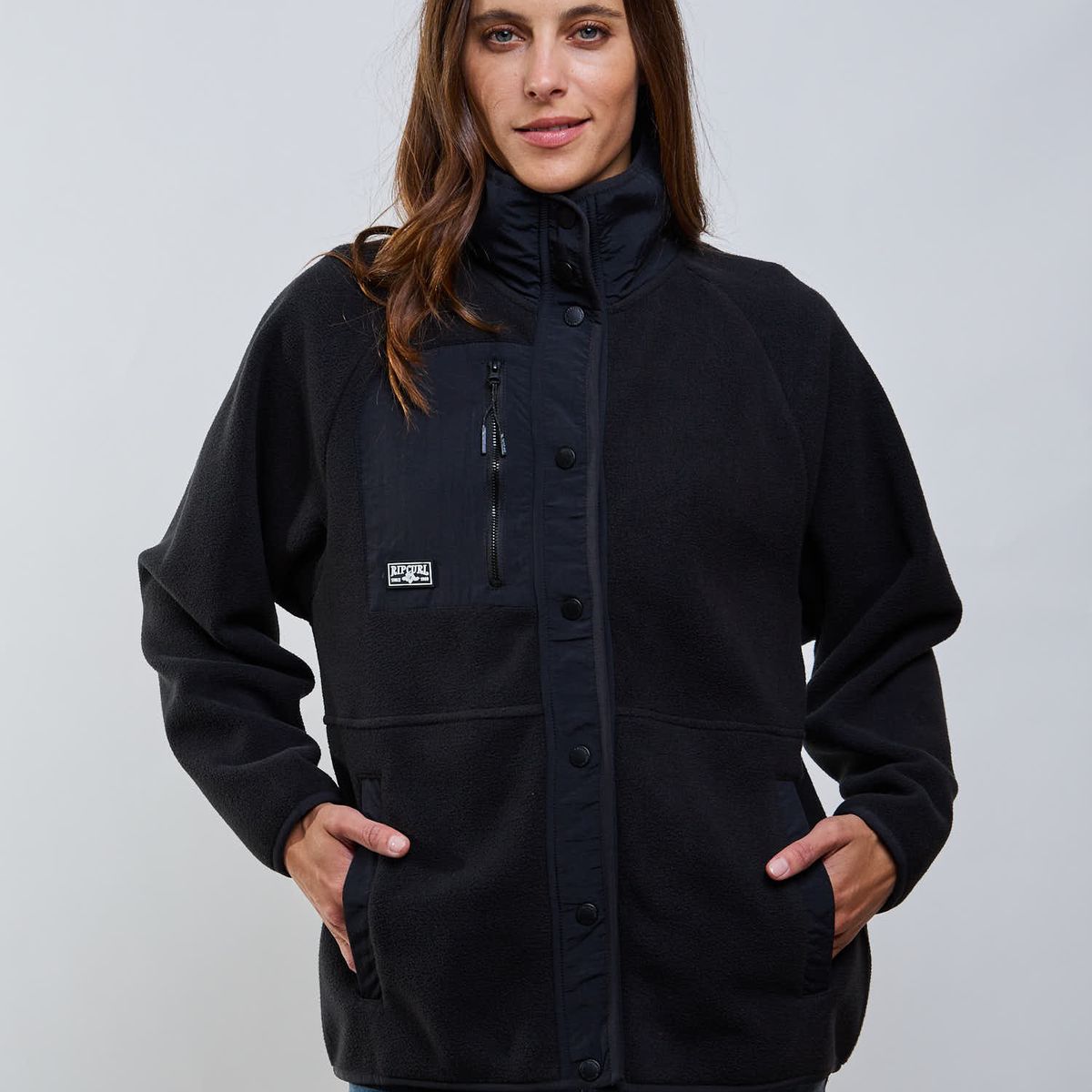 RIP CURL - Poleron Polar Flux Negro Mujer Rip Curl