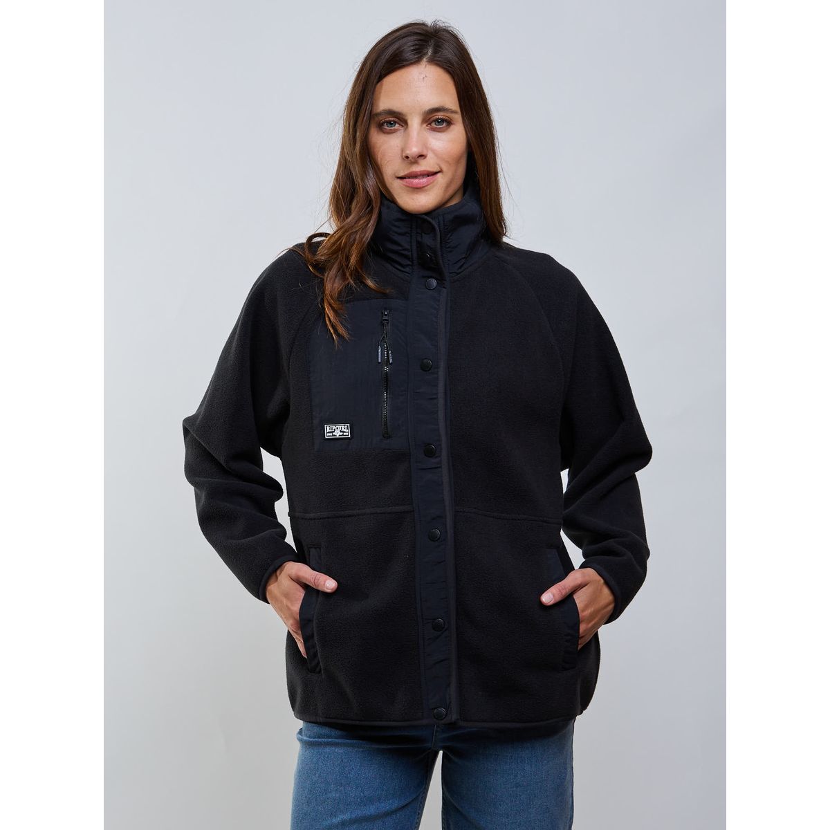 RIP CURL - Poleron Polar Flux Negro Mujer Rip Curl