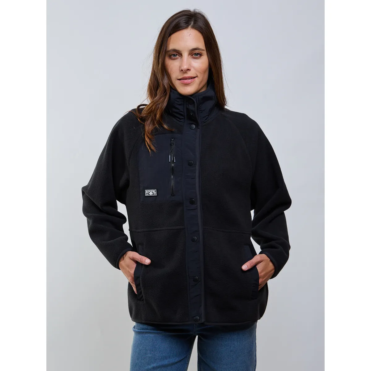 RIP CURL - Poleron Polar Flux Negro Mujer Rip Curl