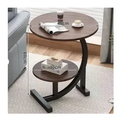 GENERICO - Mesa De Centro doble Living En Forma Media Luna Color Cafe