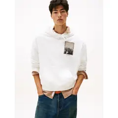 TOMMY HILFIGER - Polerón Hoodie 90S City Logo Blanco Tommy Jeans