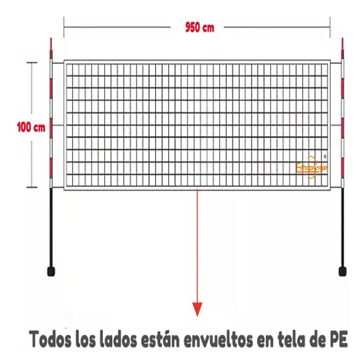GENERICO - Red Malla De Voleibol 950cm X 100cm Borde Cubierto