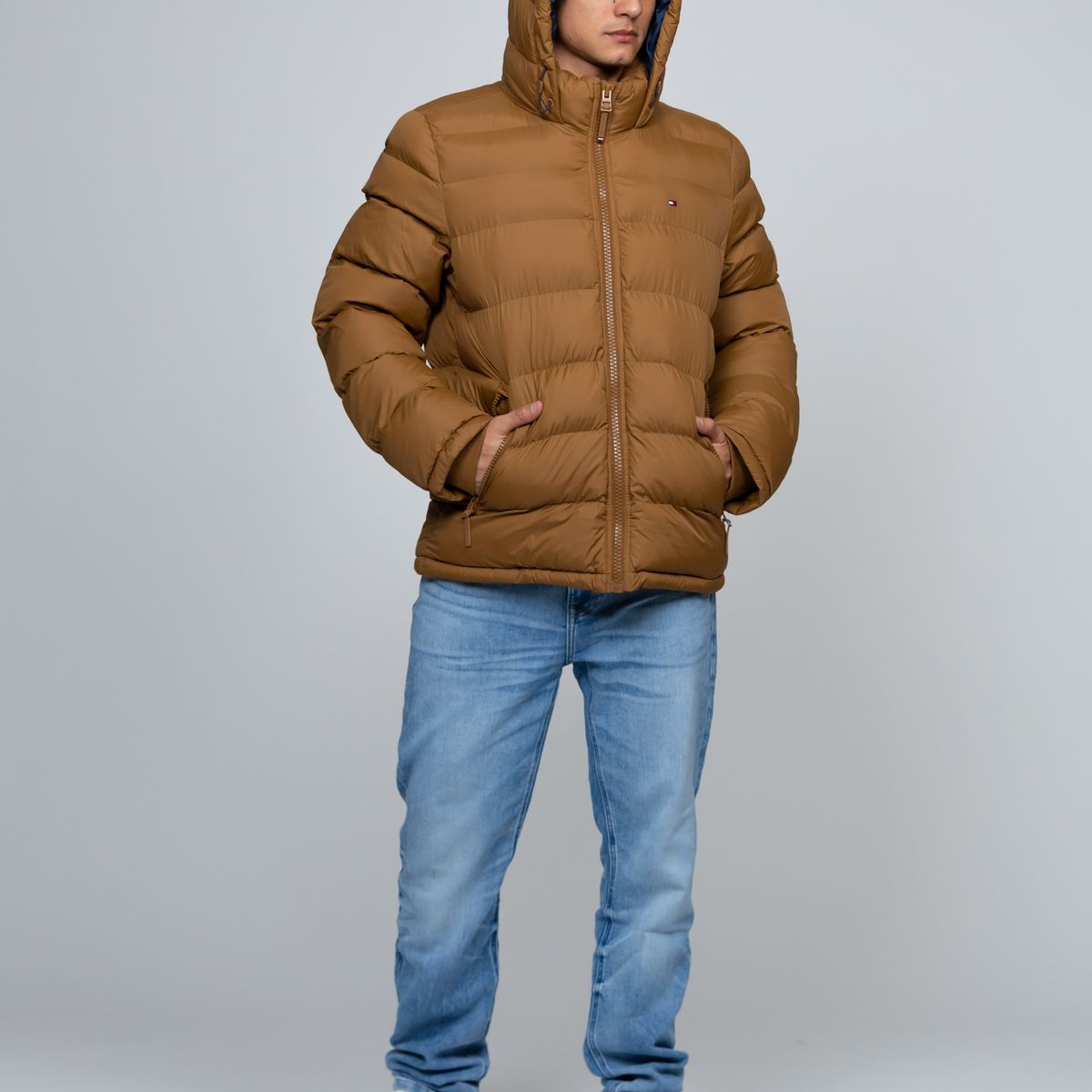 TOMMY HILFIGER - Parka Acolchada Con Gorro Café Tommy Hilfiger