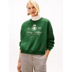 TOMMY HILFIGER - Polerón Relaxed Varsity Crest Verde