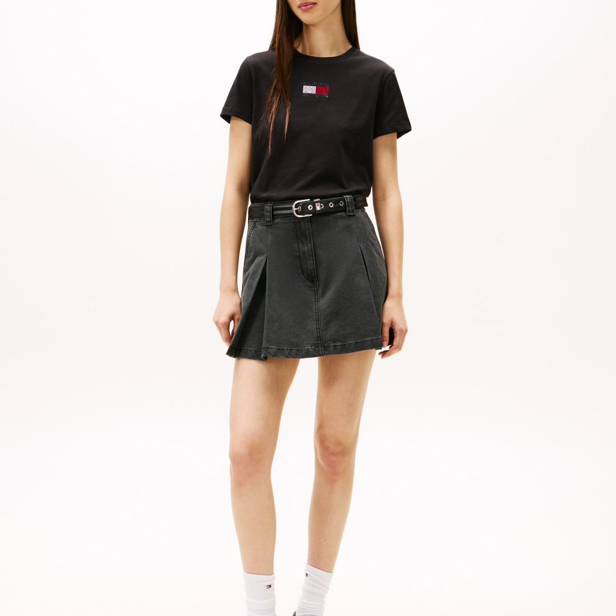 TOMMY HILFIGER - Polera  Con Logo Refular Fit Negro Tommy Jeans