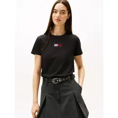 TOMMY HILFIGER - Polera Con Logo Refular Fit Negro Tommy Jeans