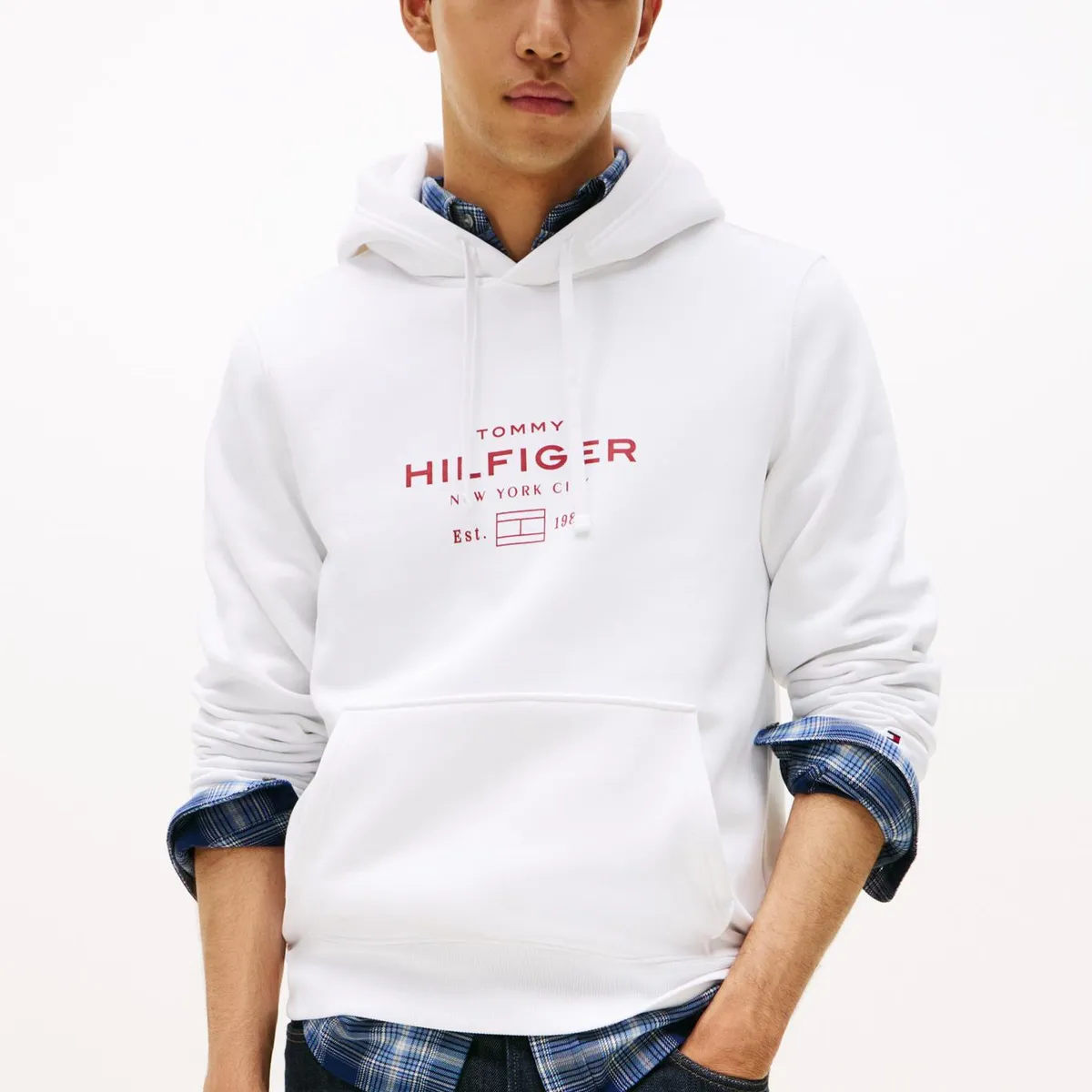 TOMMY HILFIGER - Polerón Hoodie Oval Logo Gráfico Blanco Tommy Hilfiger