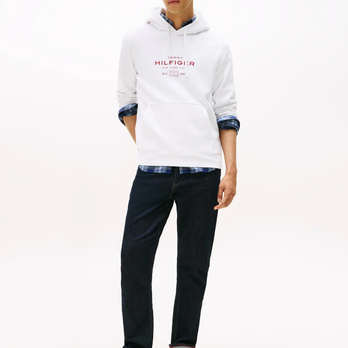 TOMMY HILFIGER - Polerón Hoodie Oval Logo Gráfico Blanco Tommy Hilfiger