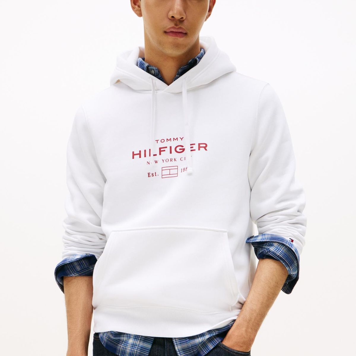 TOMMY HILFIGER - Polerón Hoodie Oval Logo Gráfico Blanco Tommy Hilfiger