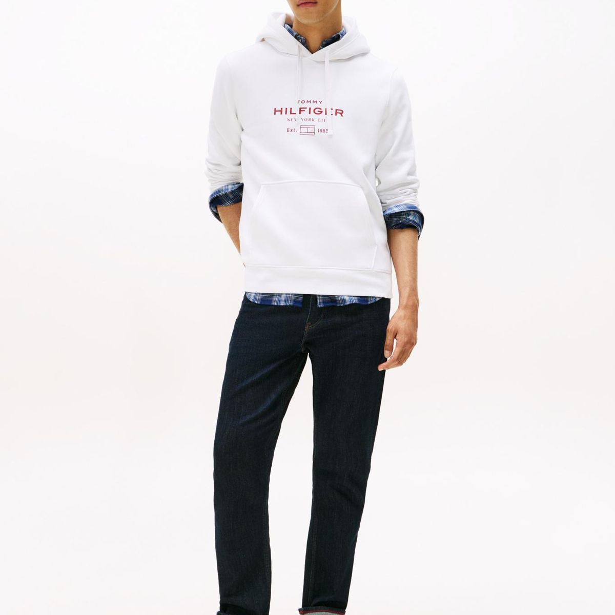 TOMMY HILFIGER - Polerón Hoodie Oval Logo Gráfico Blanco Tommy Hilfiger
