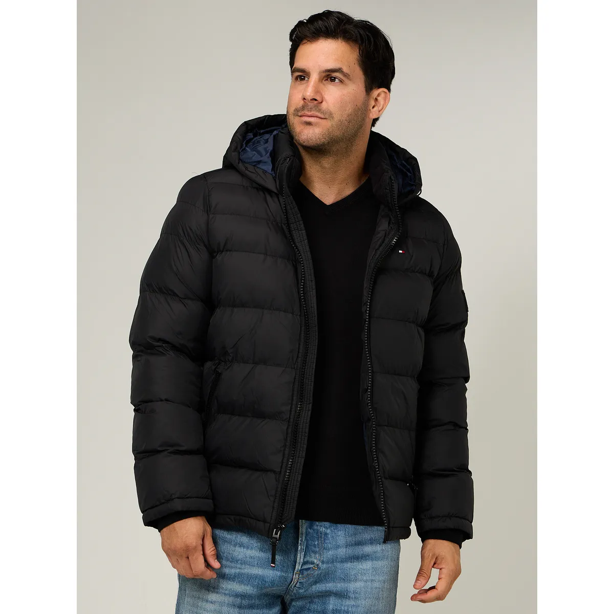 TOMMY HILFIGER - Parka Acolchada Con Gorro Negro Tommy Hilfiger