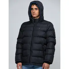 TOMMY HILFIGER - Parka Acolchada Con Gorro Negro