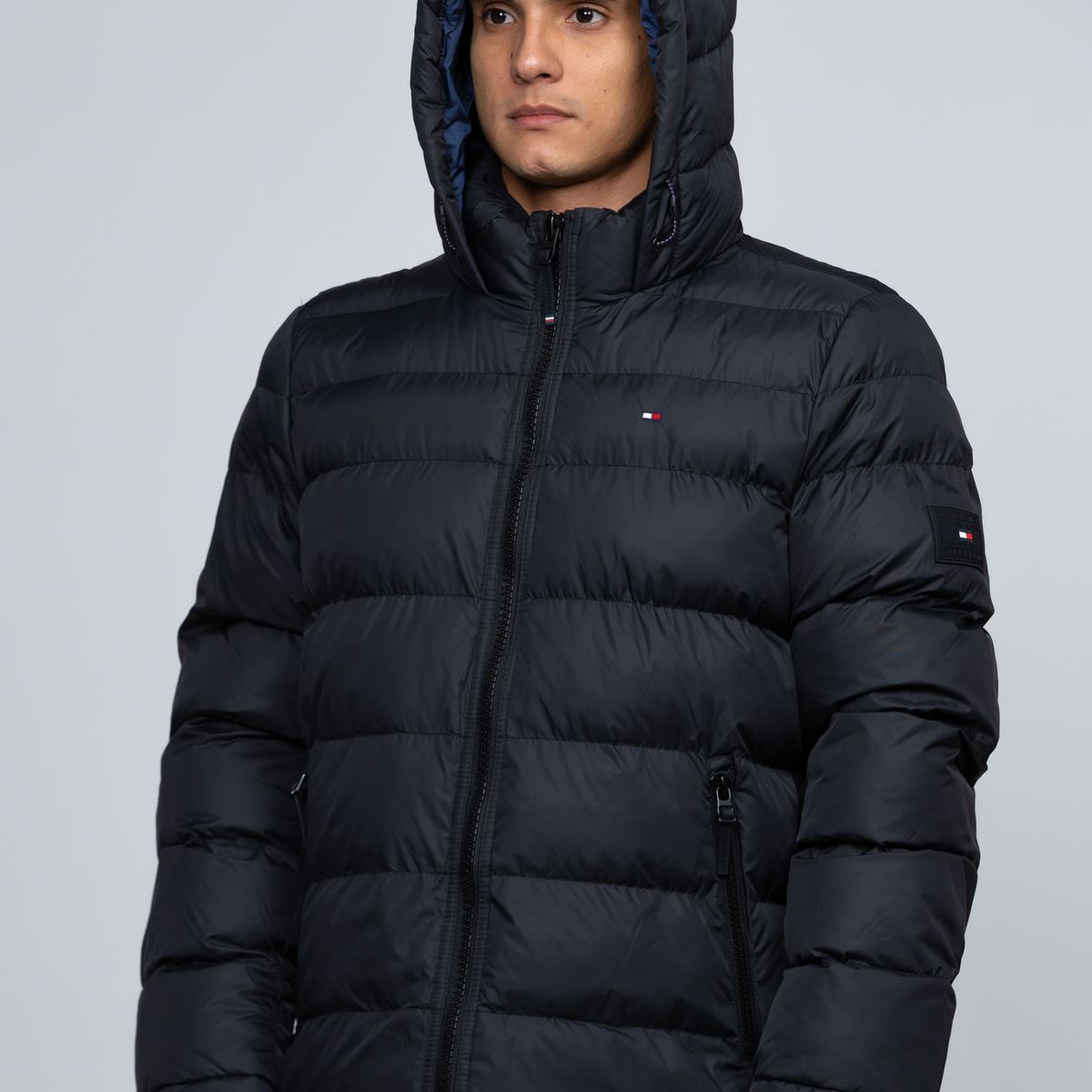 TOMMY HILFIGER - Parka Acolchada Con Gorro Negro Tommy Hilfiger