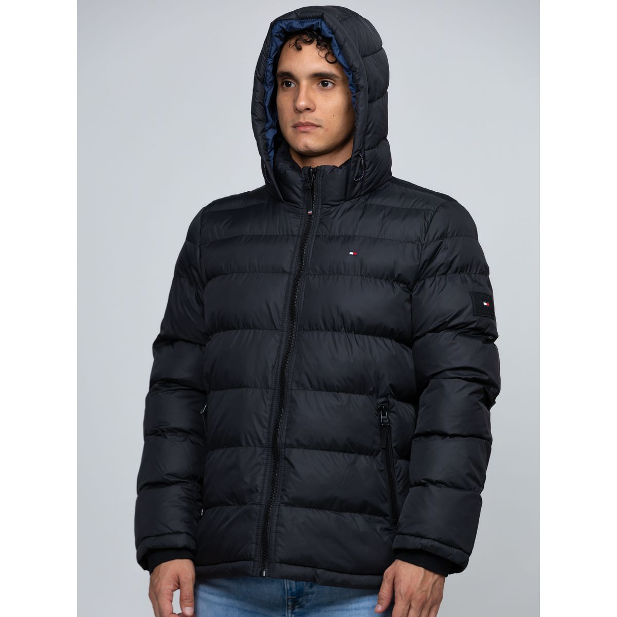 TOMMY HILFIGER - Parka Acolchada Con Gorro Negro Tommy Hilfiger