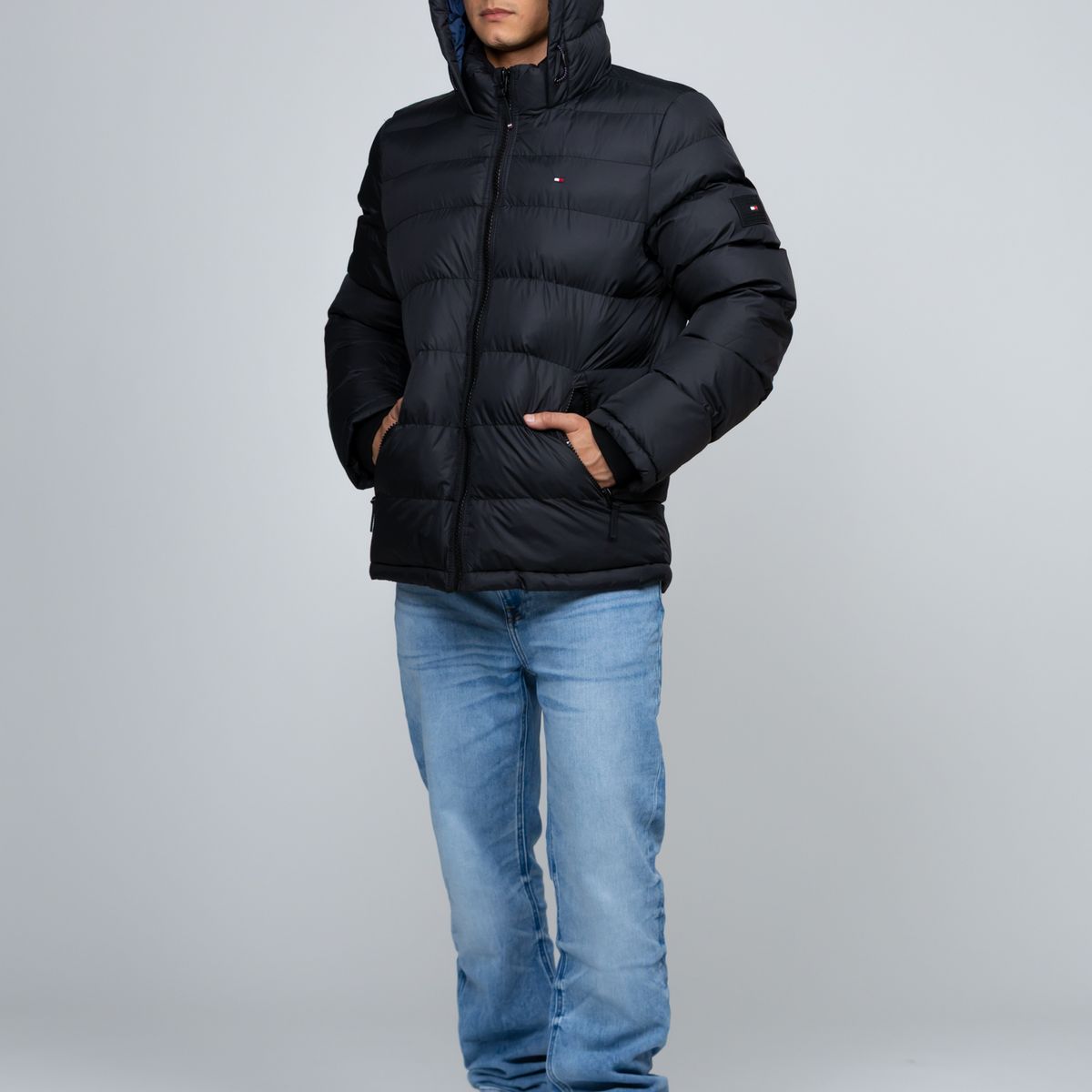 TOMMY HILFIGER - Parka Acolchada Con Gorro Negro Tommy Hilfiger