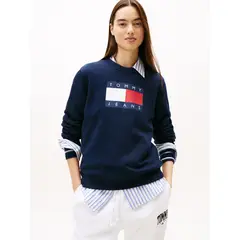 TOMMY HILFIGER - Polerón Con Logo De Parche Azul Tommy Jeans