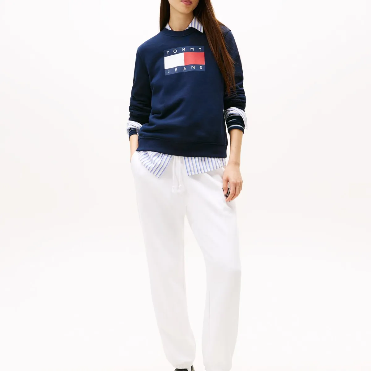 TOMMY HILFIGER - Polerón Con Logo De Parche Azul Tommy Jeans