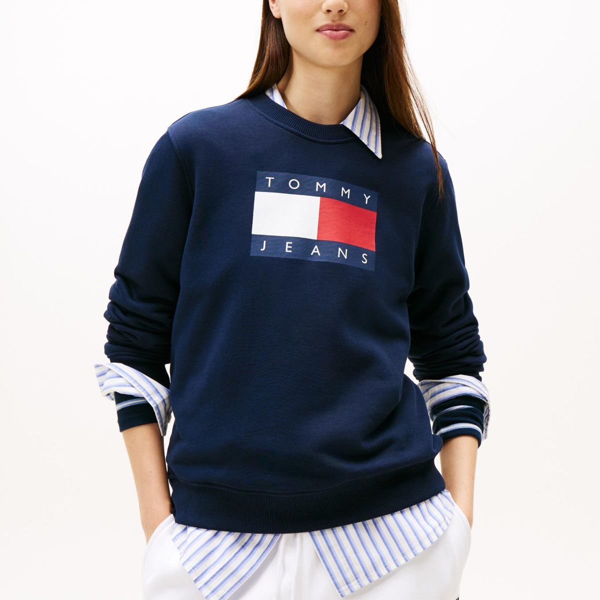 TOMMY HILFIGER - Polerón Con Logo De Parche Azul Tommy Jeans
