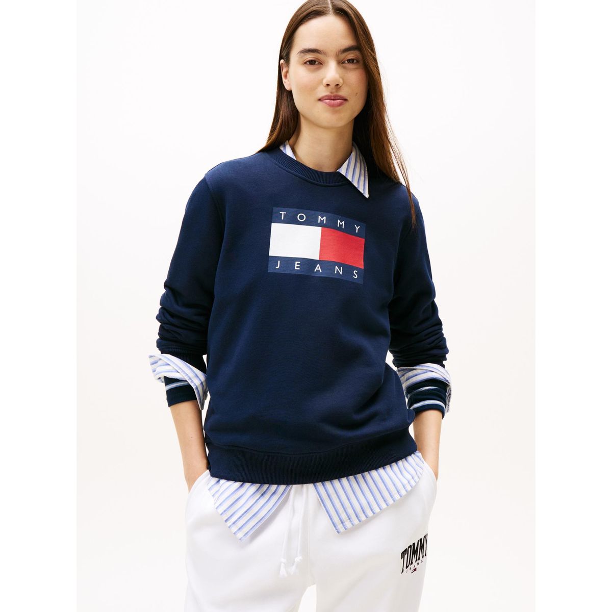 TOMMY HILFIGER - Polerón Con Logo De Parche Azul Tommy Jeans