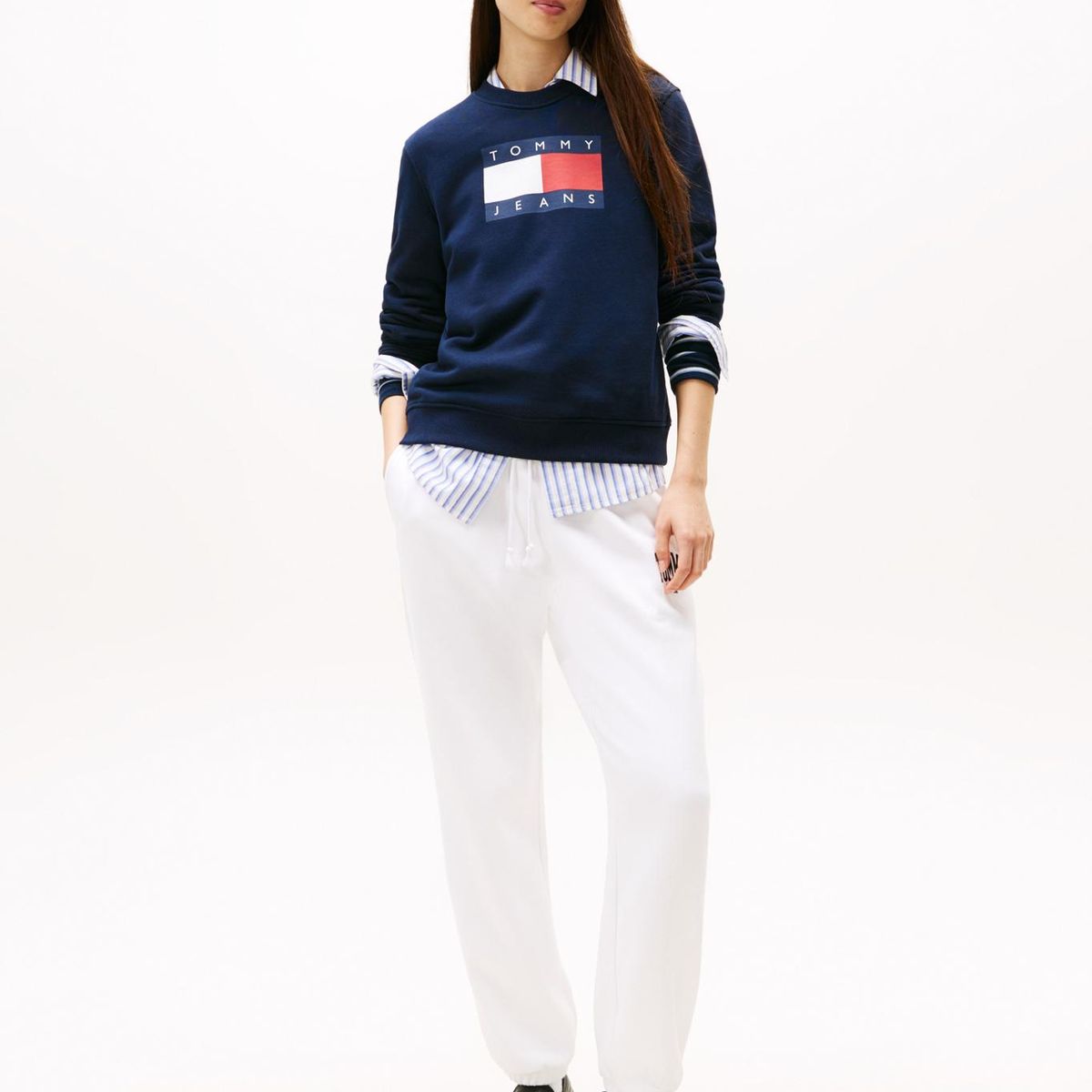 TOMMY HILFIGER - Polerón Con Logo De Parche Azul Tommy Jeans