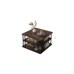 GENERICO - Mesa Auxiliar De Centro Triple Cuadrada Color Café